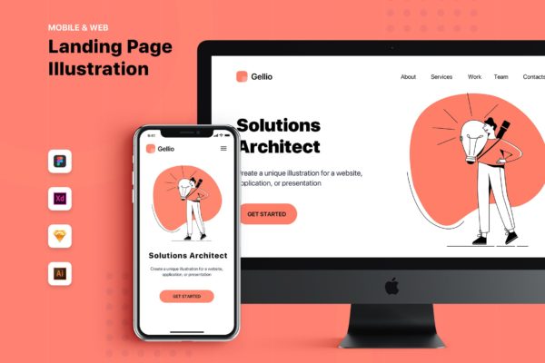 解决方案架构师主题网站Banner&落地页设计第一素材精选 Solutions Architect – Banner & Landing Page