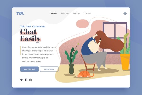 网站着陆页设计女性主题矢量插画素材v03 Landing Page v.03