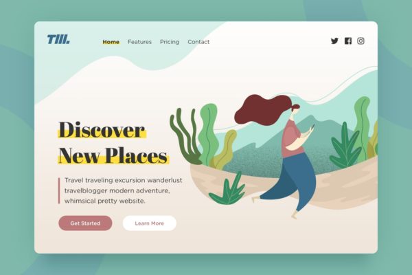 网站着陆页设计手绘矢量插画素材v01 Landing Page v.01