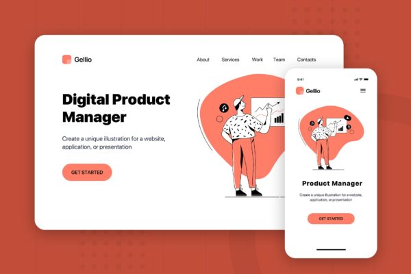 数字产品经理主题网站Banner&落地页设计第一素材精选 Digital Product Manager – Banner & Landing Page