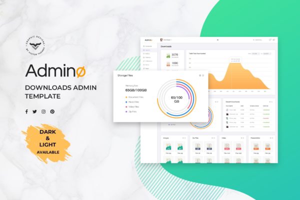 下载管理系统后台界面设计UI套件 Downloads Admin Dashboard UI Kit