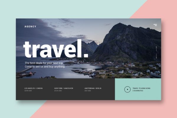 旅游代理商网站设计着陆页模板 Travel Agency – Landing Page