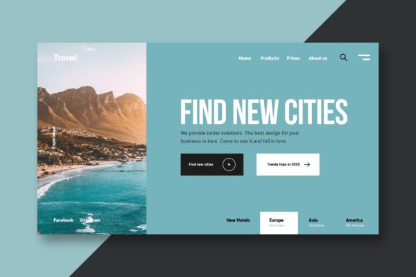 旅行&度假主题网站着陆页设计第一素材精选模板 Travel & Vacations – Landing Page