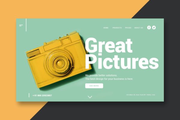 摄影与设计主题网站着陆页设计第一素材精选模板 Photography & Design