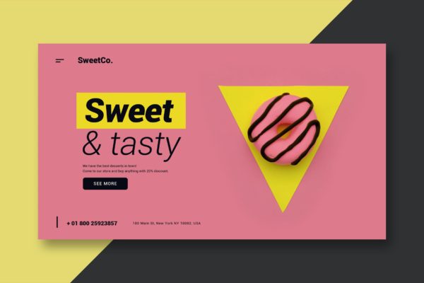 甜食糕点网站着陆页设计蚂蚁素材精选模板 Sweet & Tasty – Landing Page