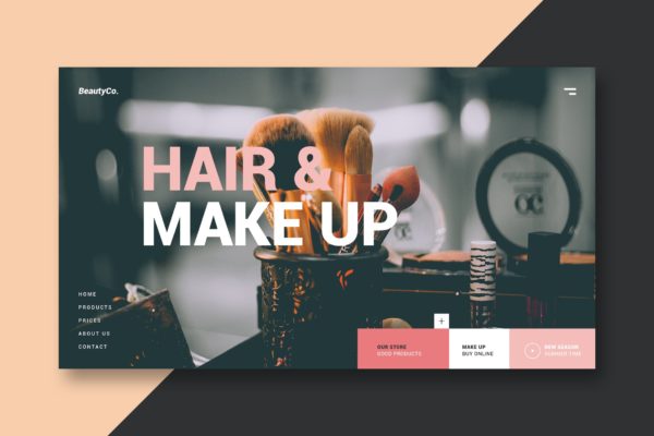 美容化妆品品牌网站着陆页设计第一素材精选模板 Beauty Store –  Landing Page