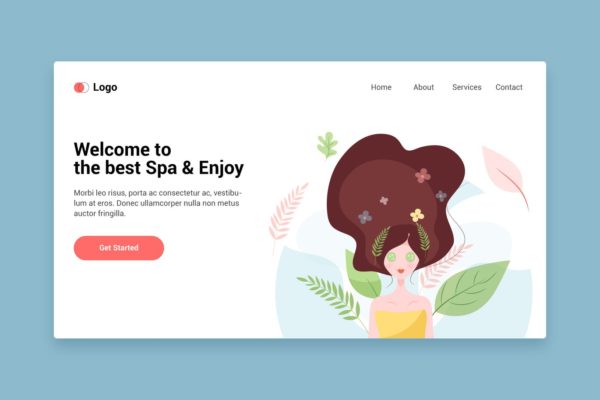 SPA美容主题矢量插画网站着陆页设计第一素材精选模板v9 Spa flat web template for Landing page