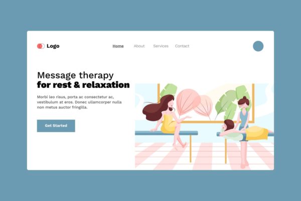 SPA美容主题矢量插画网站着陆页设计第一素材精选模板v7 Spa flat web template for Landing page