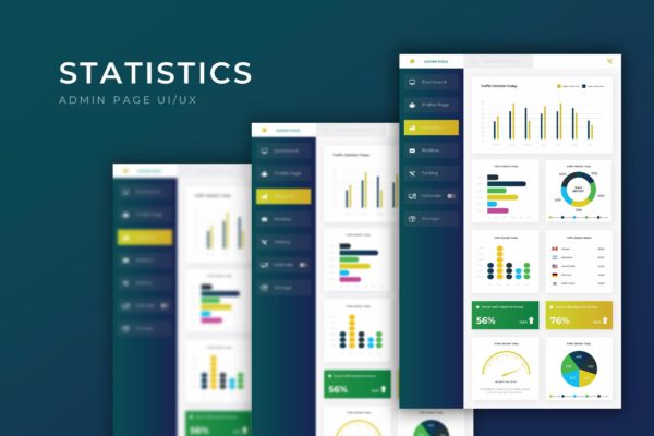 数据统计仪表盘网站后台界面设计第一素材精选模板 Statistic Dashboard Page | Admin Template