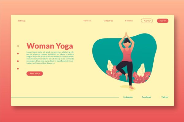 瑜伽主题网站着陆页设计第一素材精选模板 Woman Yoga – Landing Page GR