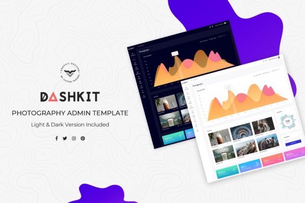 摄影师/照片管理CMS系统后台界面设计第一素材精选模板 Photography Admin Dashboard UI Kit