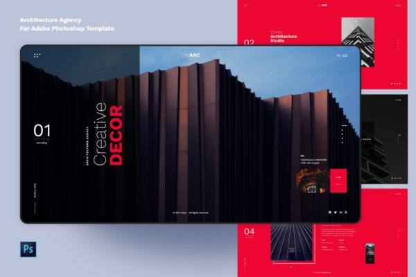 建筑主题网站界面设计PSD模板 ChiArc-Architecture for Adobe PSD Template