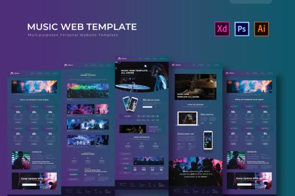 音乐主题网站设计PSD模板 Music | PSD Web Template