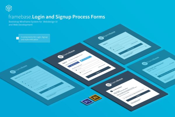 网站登录和注册表单设计AI&PSD模板 Bootstrap Login & Registration Form