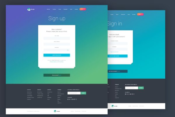网站注册登录页面设计PSD模板 Signin Signup Page – PSD
