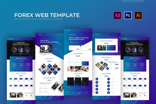 外汇经纪人网站平台设计PSD模板 Forex | PSD Web Template