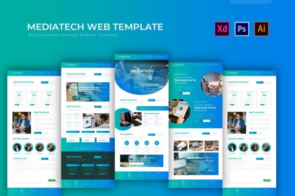 媒体技术服务商企业网站设计PSD模板 Mediatech | PSD Web Template
