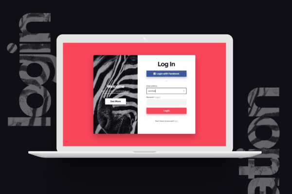 网站登录注册窗口表单设计蚂蚁素材精选模板 “Zebra” Login & Registration Form