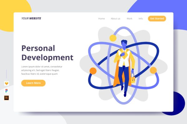 职场发展主题插画网站着陆页设计第一素材精选模板 Personal Development – Landing Page