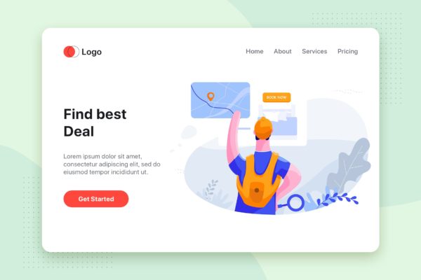 最佳交易-旅行主题扁平设计风格第一素材精选概念插画 Find best deal – Travel flat illustration concept