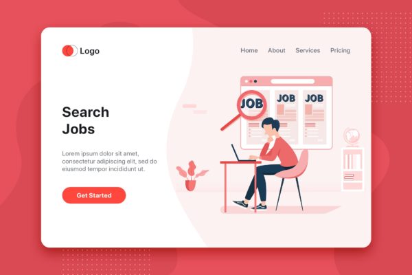 求职招聘人力资源主题第一素材精选概念插画设计素材v4 Job Search Human Resources Recruitment Career