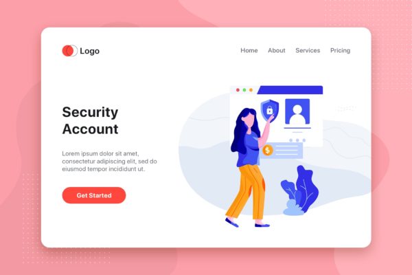 安全帐户-网上银行APP设计蚂蚁素材精选概念插画 Security Account – Online Banking app concept
