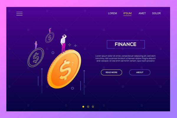 金融财务概念等距网页Banner设计插画素材 Finance concept – isometric website header