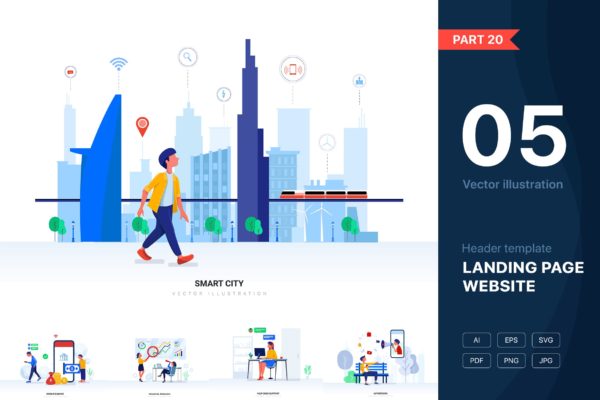 网站UI设计矢量第一素材精选概念插画素材[v20] [Part 20] Website illustrations set