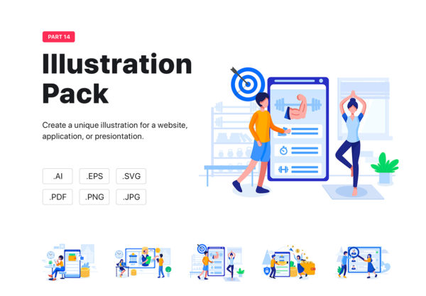 第一素材下午茶：10个不同场景的Web矢量插画集