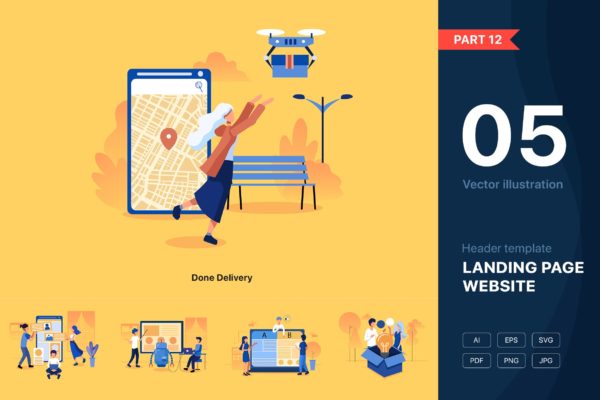 技术和开发网站设计矢量插画素材集v12 [Part 12]Technical & Development Illustrations Set