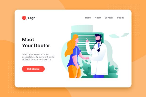 医患会面矢量第一素材精选概念插画设计素材 Meet your doctor Illustration concept