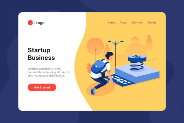 项目启动主题网站设计蚂蚁素材精选概念插画素材 Startup Business Illustration – Website Header