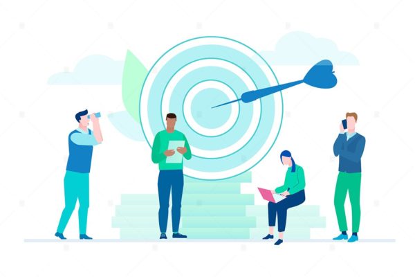 商业目标扁平设计风格蚂蚁素材精选概念插画素材 Business goals – flat design style illustration