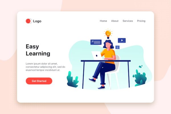 网络课堂矢量第一素材精选概念插画设计素材v3 Online E-learning Illustration concept