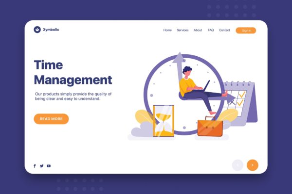 时间管理主题网站设计矢量插画 Time Management – Corporate Web Header