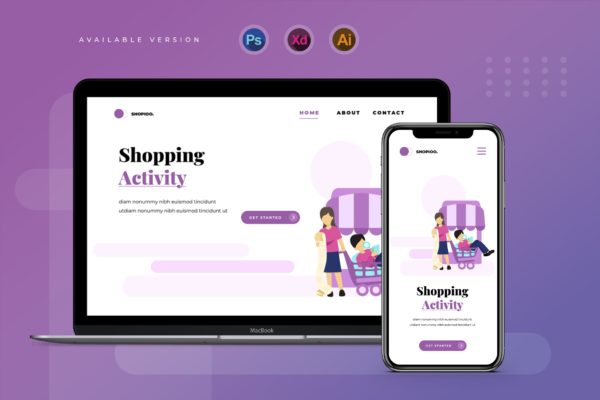 商城购物主题网站Banner&着陆页设计矢量插画 Shopping Activity – Banner & Landing Page
