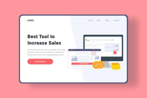 点击付费主题网站矢量插画设计素材 Pay Per Click Advertisement