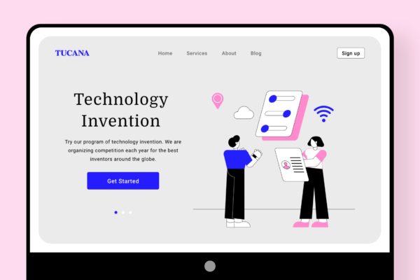 新技术发明网站设计矢量插画素材 New Technology Invention