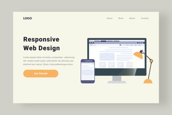 响应式交互设计主题网站设计矢量插画素材 Responsive Web Design