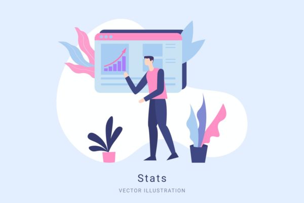 数据统计矢量蚂蚁素材精选概念插画设计素材 Stats Vector Illustration Scene