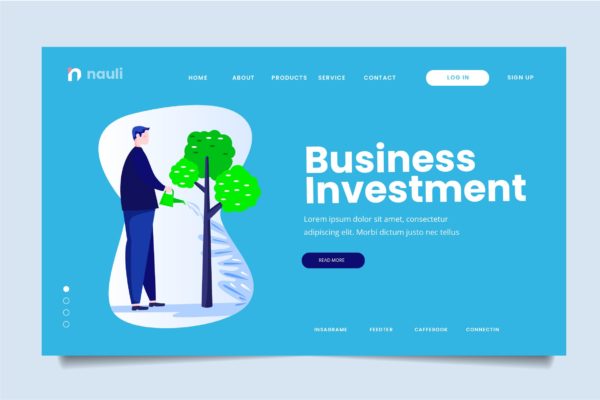 商业投资主题网站设计矢量插画素材 Business Investment Web Header PSD and AI Vector