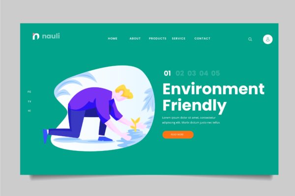 环境友好主题网站设计矢量插画素材 Environment Friendly Web Header PSD and AI Vector