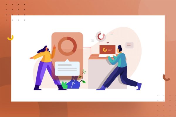 数据集成主题网站设计矢量插画素材 Data integration Illustration for website