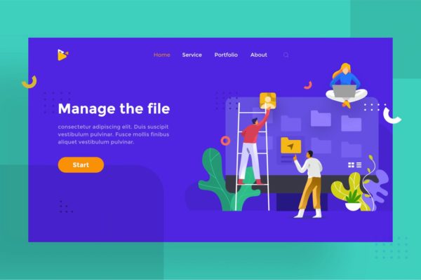 文件和文件夹管理主题矢量插画设计素材v1.5 Manage the file and folder Illustration 1.5