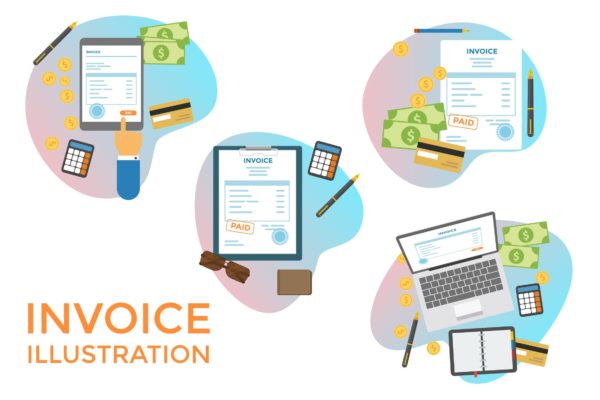 发票和税务主题矢量插画设计素材 Invoice & Tax