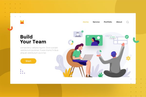 团队协作主题网站设计第一素材精选概念插画 Team work illustration for website 1.6