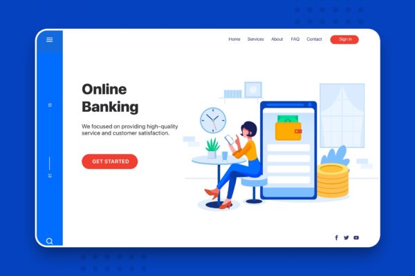 网站Banner&着陆页设计网上银行主题第一素材精选概念插画素材 Online Banking – Banner & Landing Page