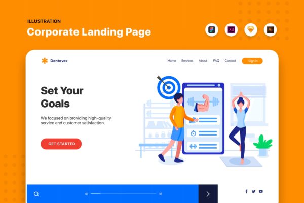 网站Banner&着陆页设计目标计划设定主题蚂蚁素材精选概念插画素材 Set Your Goals – Banner & Landing Page