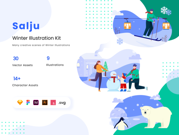 蚂蚁素材下午茶：冬季主题矢量插画素材合集