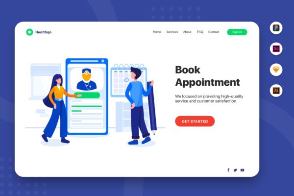 网站Banner&着陆页设计网上预订预约主题蚂蚁素材精选概念插画素材 Book Appointment – Banner & Landing Page